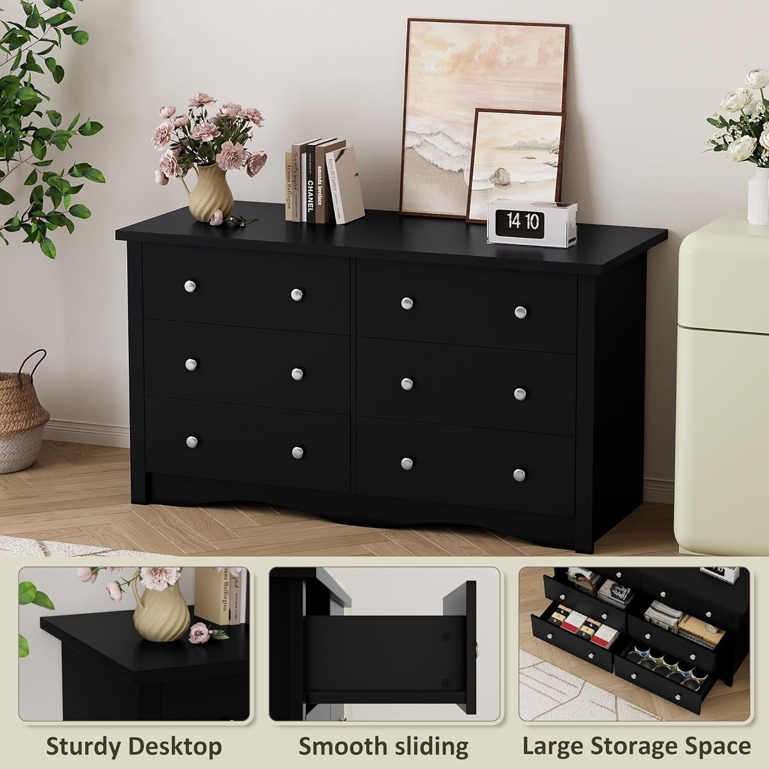Black Premium Bedroom Dresser With Storage Drawers-2