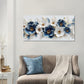 Framed Blue White Floral Canvas Wall Art 20x40 Ready To Hang