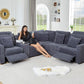 Blue Modular Sectional Sofa With Electric Recliners