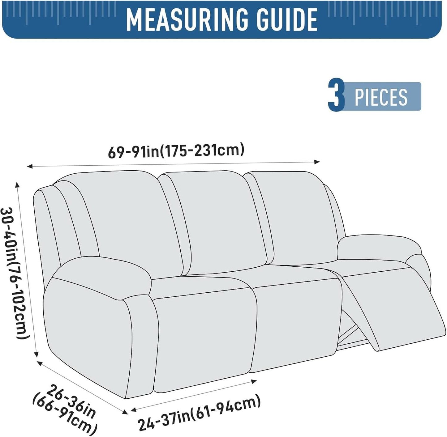 Dark Grey Premium Microfiber Recliner Stretchable Cover