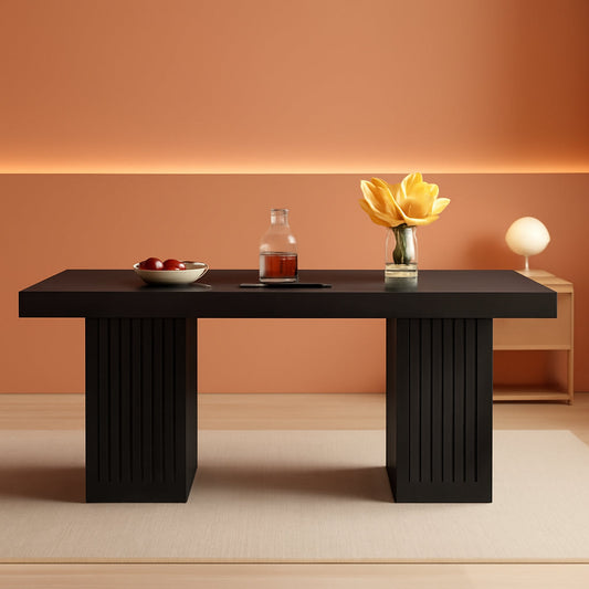 Tribesigns Black Rectangular Dining Table 63 Inches