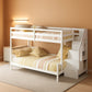 White Solid Wood Twin Over Full Bunk Bed Stairs GuardRails