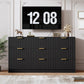 Multifunctional 59 Inches Wide Black Fluted Dresser