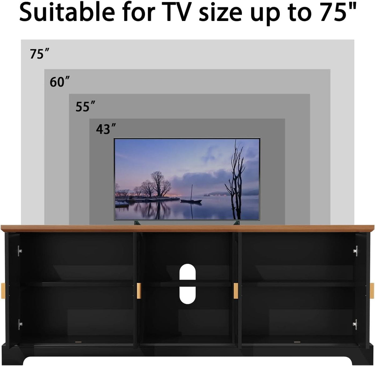 67 Inch TV Stand Entertainment Center Featuring Storage