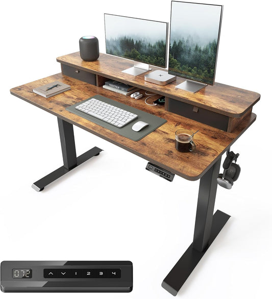 48x24 Height Adjustable Standing Desk With Drawers