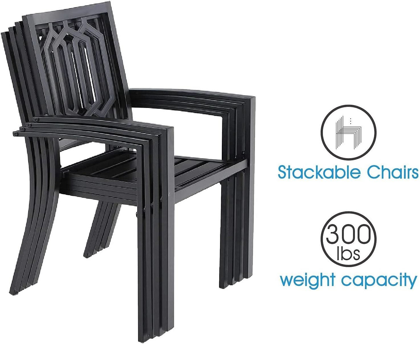 5 Piece Metal Patio Dining Set 37 In Table And 4 Chairs