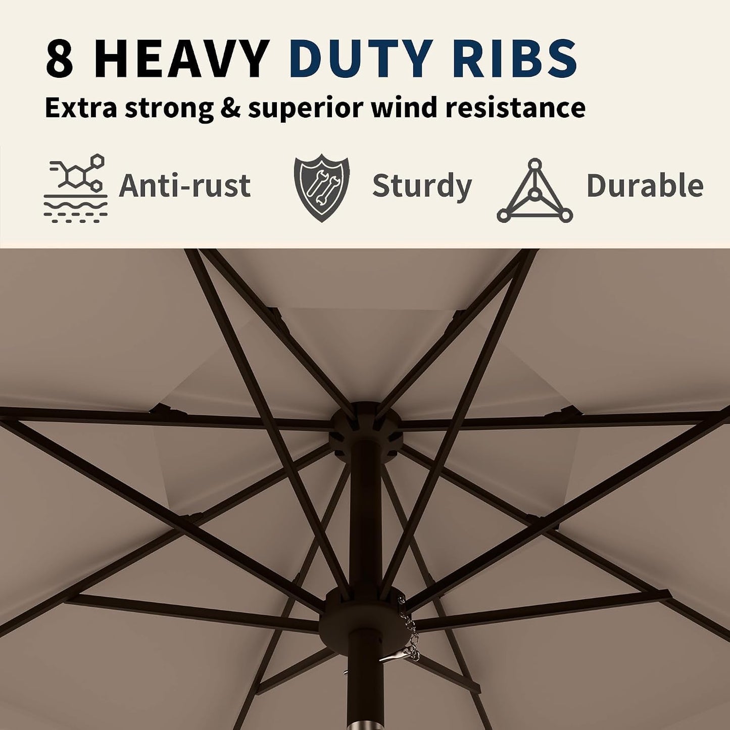 9Ft Weather Resistant Outdoor Patio Umbrella Auto Tilt