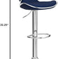 Blue Velvet Upholstered Adjustable Swivel Barstool Set Of 2