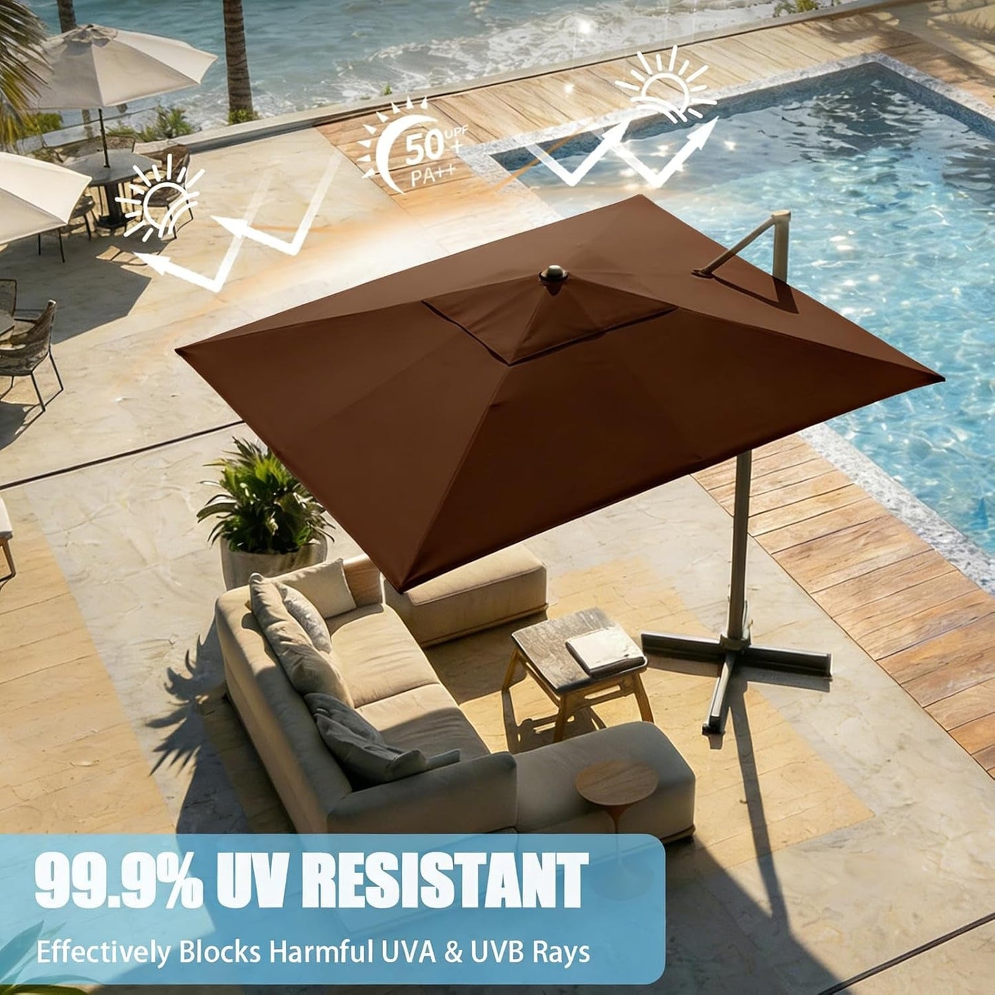 10 Ft Cantilever Patio Umbrella UV Resistant Outdoor