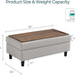 FortySixInch Grey Storage Ottoman Bench Upholstered Linen
