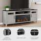 Darborn 88 Inch TV Stand Light Gray Dark Brown Electric Fire place-2