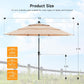 10Ft Champagne Fiberglass Ribs Patio Umbrella Push Button Tilt