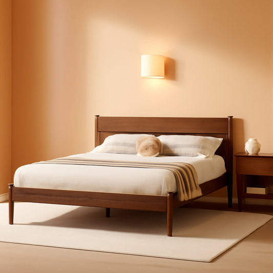 King Oak Antique SolidWood Platform Bed Head board Storage