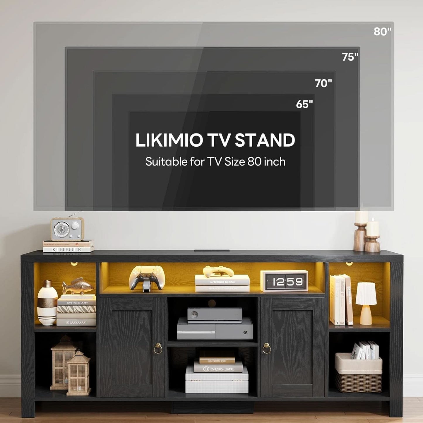 Eighty Inch TV Stand With Integrated LED Entertainment