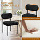 Boucle Upholstered Dining Chairs Black Curved Back