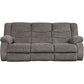Gray Reclining Sofa With Waterfall Back For Living Room