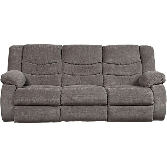 Gray Reclining Sofa With Waterfall Back For Living Room