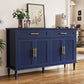 Contemporary Blue Fluted Sideboard Buffet Cabinet Storage