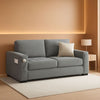 70 Inch Gray Chenille Loveseat With USB C Ports And Plush Cushions