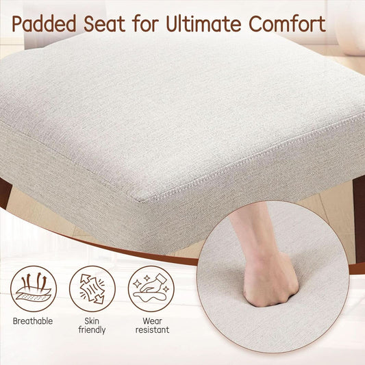 Upholstered Dining Chairs Set Linen Beige Performance