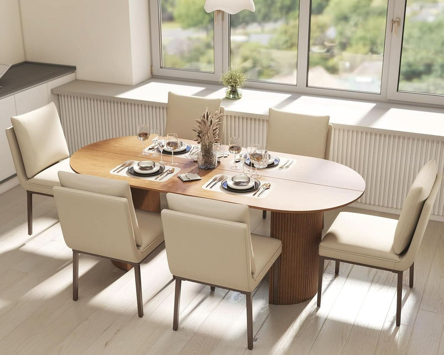 Beige Dining Chairs Set Of 4 With Metal Legs For Dining Room
