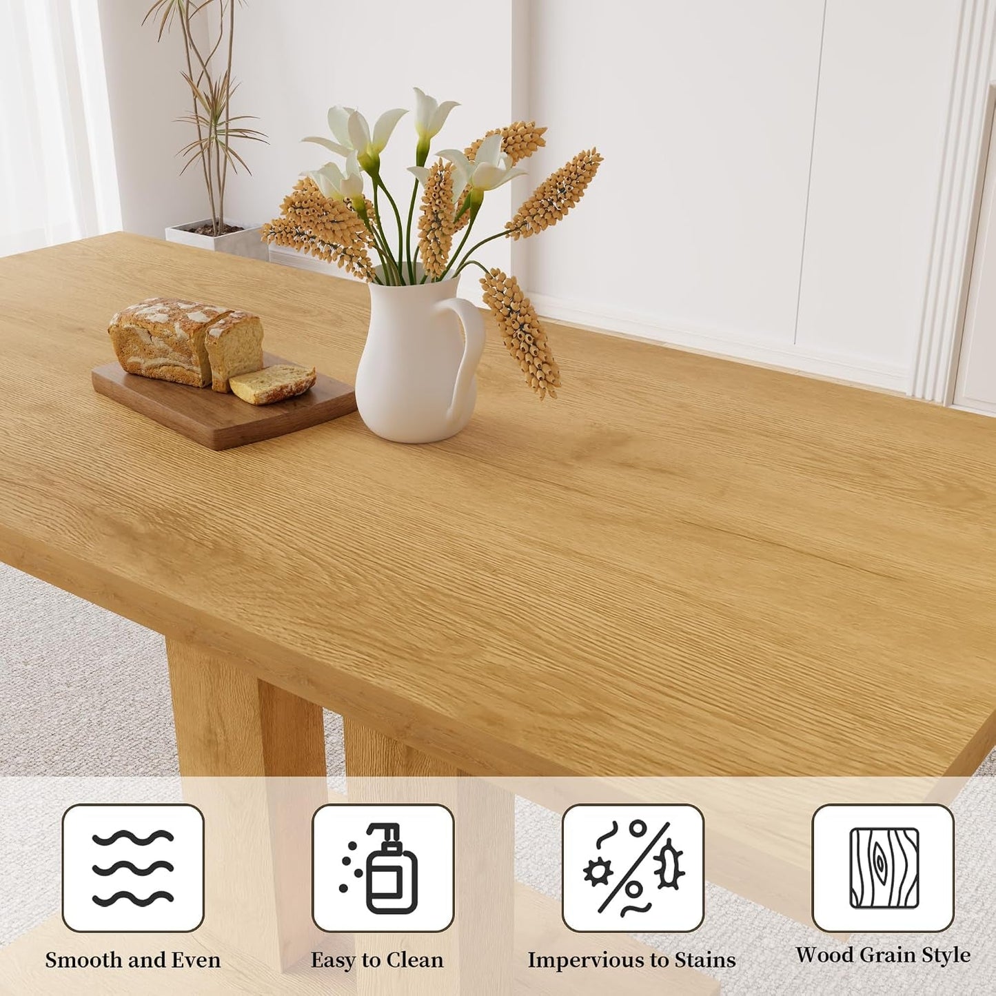 Contemporary Oak Rectangular Dining Table 46 Inches
