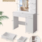 Luxurious White Vanity Desk Featuring Dimmable Mirror