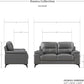 Top Grain Leather Two Piece Living Room Sofa Set Dark Gray