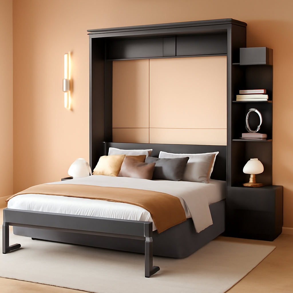 Murphy Bed Queen Size Grey Upholstery Sofa-0