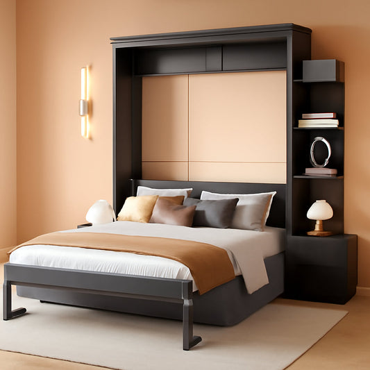 Murphy Bed Queen Size Grey Upholstery Sofa-0