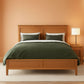 Natural Pinewood Queen Platform Bed Headboard Included