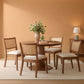 Walnut Rattan Upholstered Dining Chairs Curved Backrest