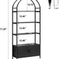 Arched Bookcase With Doors 71 Inch Industrial Black