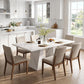 White Faux Marble Rectangular Dining Table Pedestal