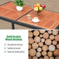 7 Piece Patio Dining Set Acacia Wood Table Wicker Chairs