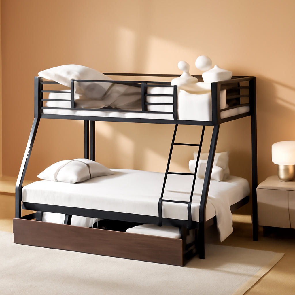 Powder Coated Stainless Steel Twin Over Full Bunk Bed Drawers