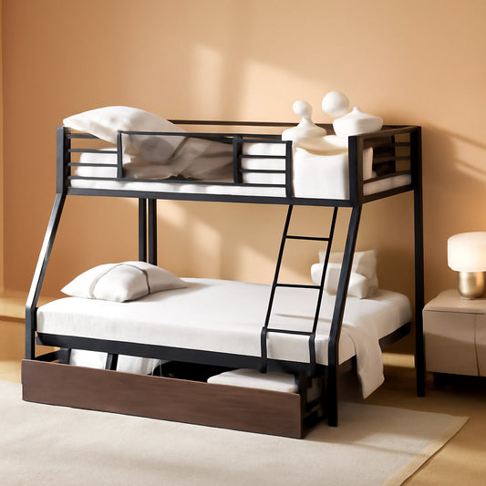 Powder Coated Stainless Steel Twin Over Full Bunk Bed Drawers