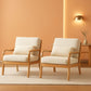 Beige Upholstered Accent Chairs With Lumbar Pillows-0