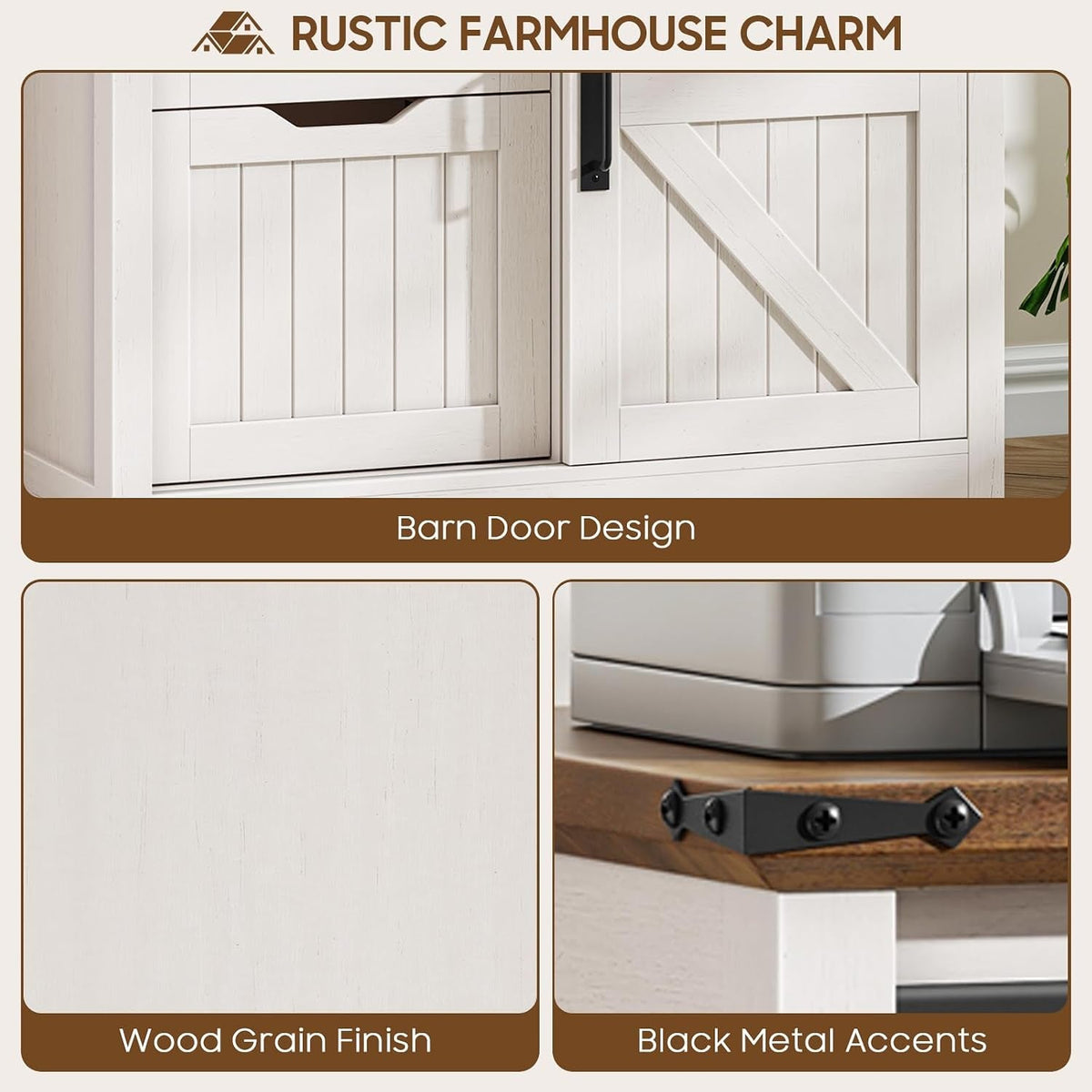White Farmhouse Lateral File Cabinet Adjustable Shelves