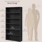 Ebony Black Freestanding Six Tier Bookcase Shelving