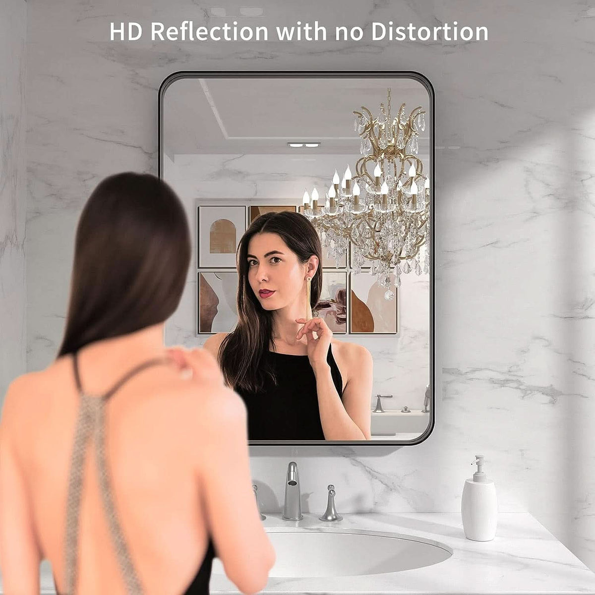 Matte Black Industrial Framed Bathroom Mirror 22x30