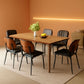 Set of 6 Black PU Leather Mid-Century Modern Dining Chairs with Walnut Back