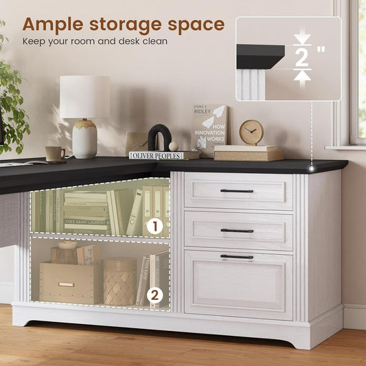 Executive L Shaped Desk With Multifunctional Outlets