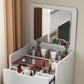 White Compact Vanity Desk Featuring Illuminated Lights