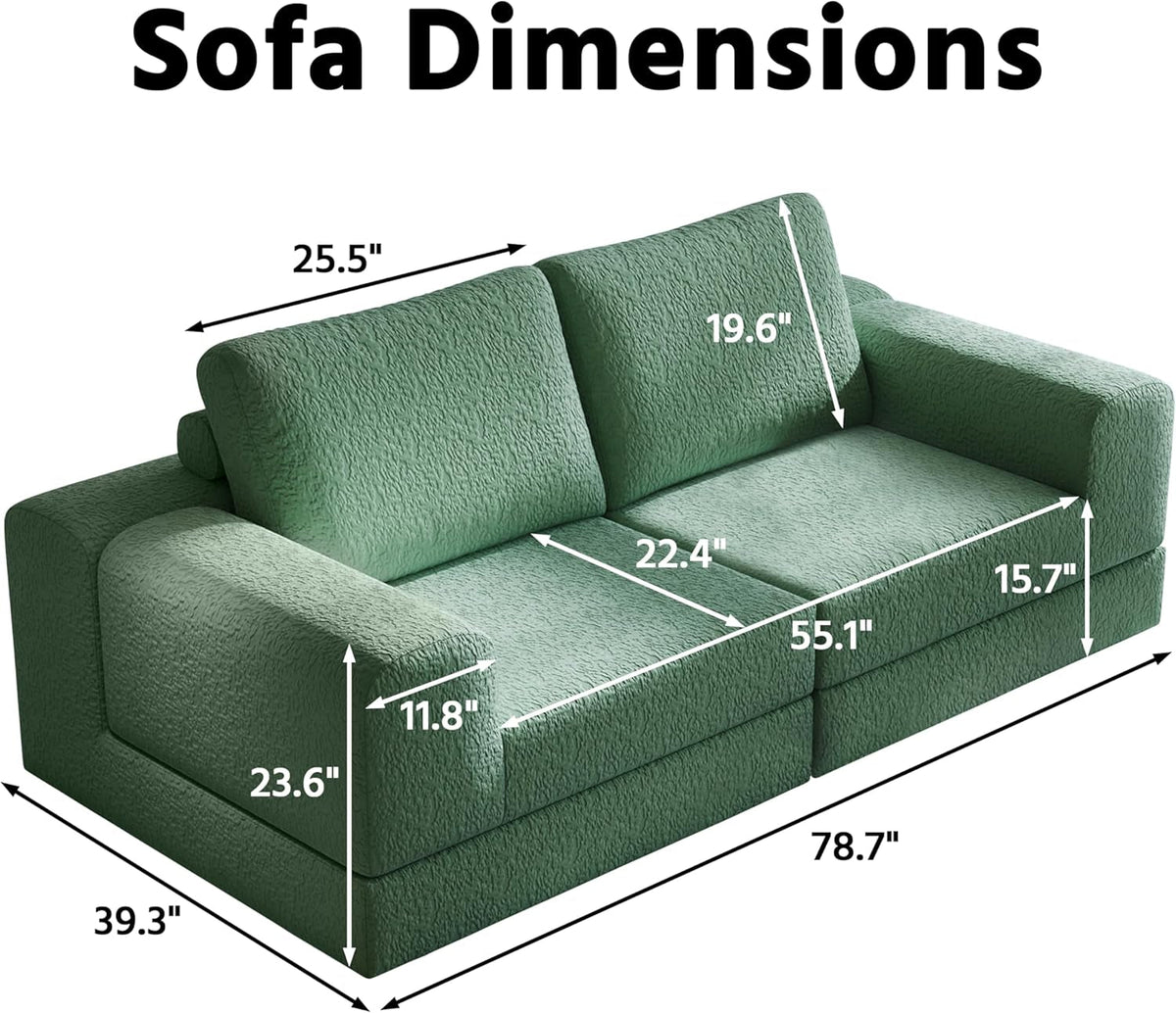 Green Modular Sectional Sofa With Configurable Sections