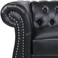 Three Piece Living Room Furniture Set With Faux Leather Chesterfield Sofa Club Chair And Loveseat In Black-3