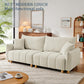 Cream Chenille Sleeper Sofa Bed With Expanded Storage