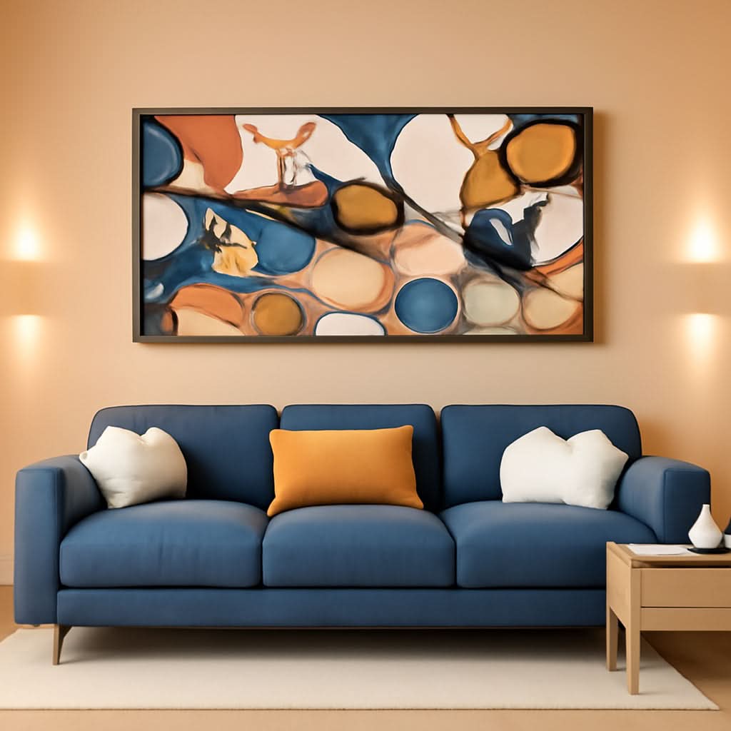 Over sized Colorful Abstract Framed Canvas Wall Art