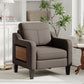 Linen Upholstered Accent Chair With Foldable Table