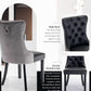 Leather Dining Chairs Set of 2 Black Nailhead Trim